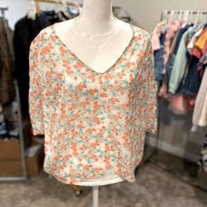 Gibson Sheer Floral Popover Floral Top